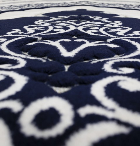 Modefa Turkish Velvet Prayer Rug - Luxury Orthopedic Padded Foam Cushion - Blue - Picture 3 of 7