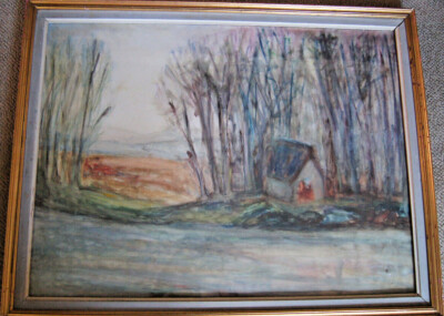 :: AQUARELL MISCHTECHNIK BEZ. HANNA MARX 1968 HAUS AM SEE IN BORD D `OISE