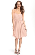 NWOT  blush  Jenny Yoo 'Keira' Convertible Strapless Chiffon Dress  size 14