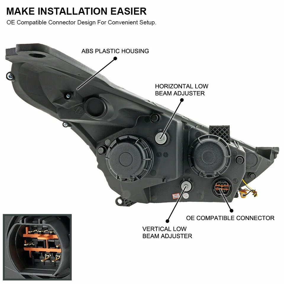 Faro proyector negro señal secuencial LED DRL para Hyundai Veloster 12-17 Foto 3 de 4