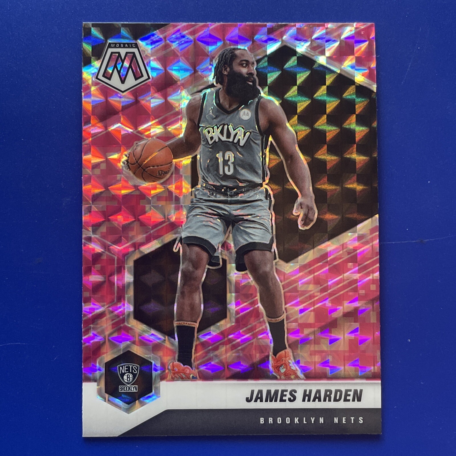 2020-21 Mosaic Basketball James Harden Pink Camo Prizm #173 Brooklyn