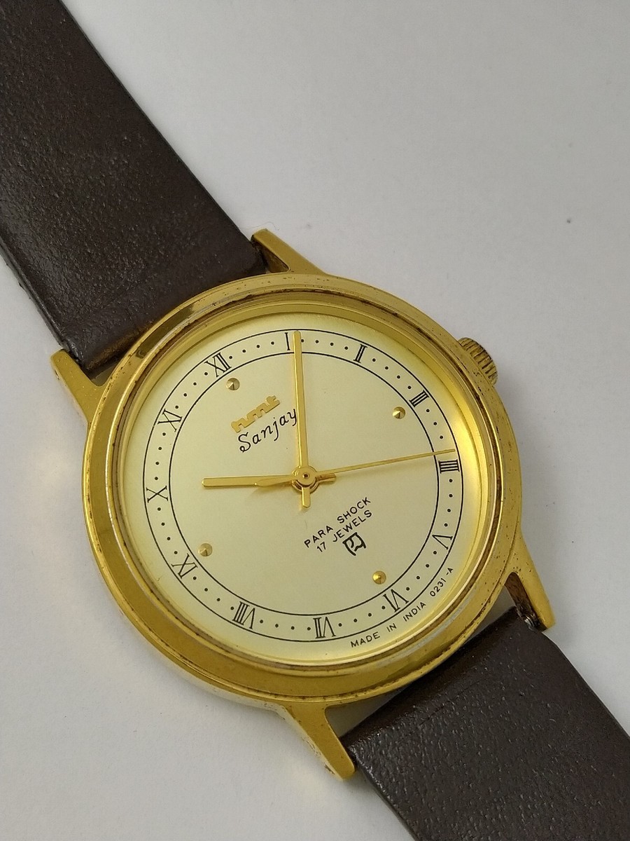 Authentic HMT Sanjay Golden Dial Mech. Men's Watch 17 J. GP