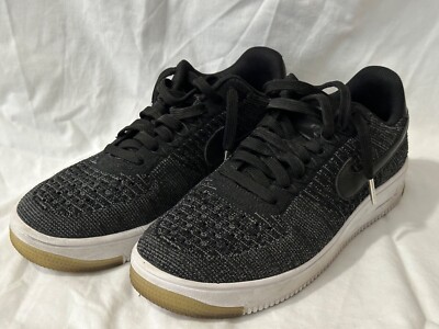 Women's Nike Air Force 1 Flyknit Shoe Black Anthracite White