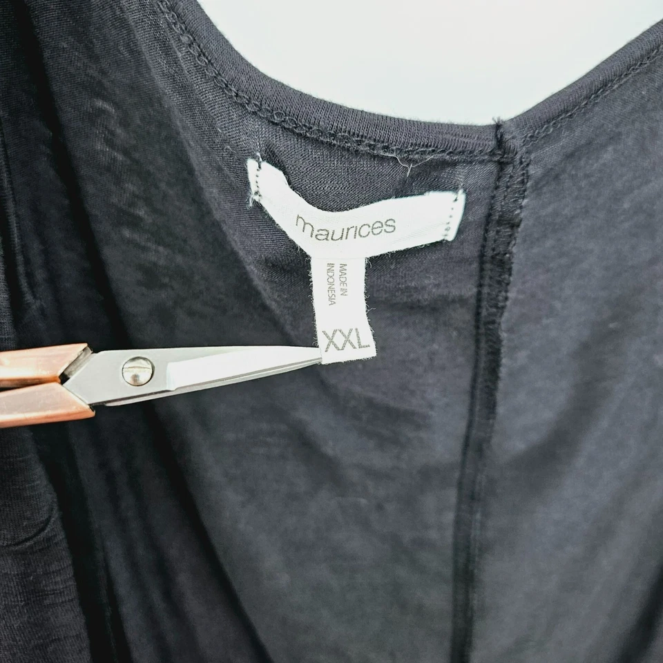 Cárdigan de encaje Maurices espalda abierta XXL negro manga acanalada volantes clásico femenino Foto 2 de 4