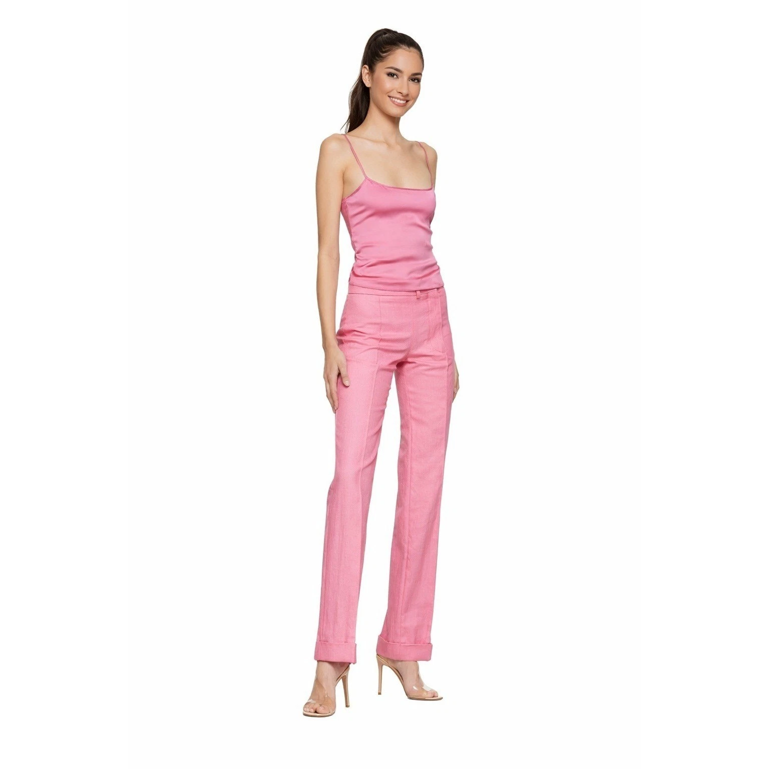 Jacquemus — Jacquemus Le Pantalon Fresa Tailored Pink Linen Straight Leg Trousers Pants 40 L