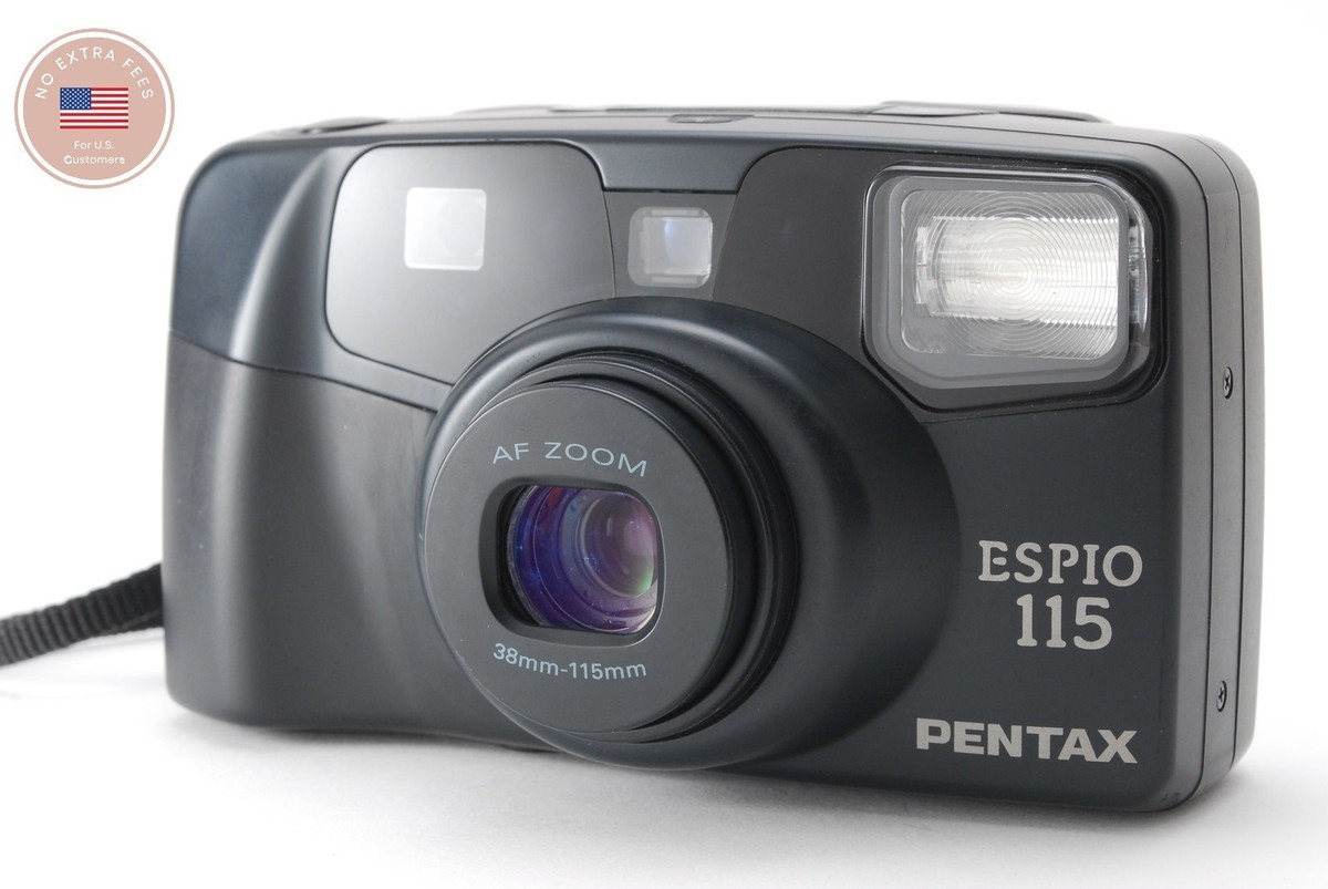 Exc+5 w/strap] Pentax Espio 115 Black Point & Shoot 35mm Film