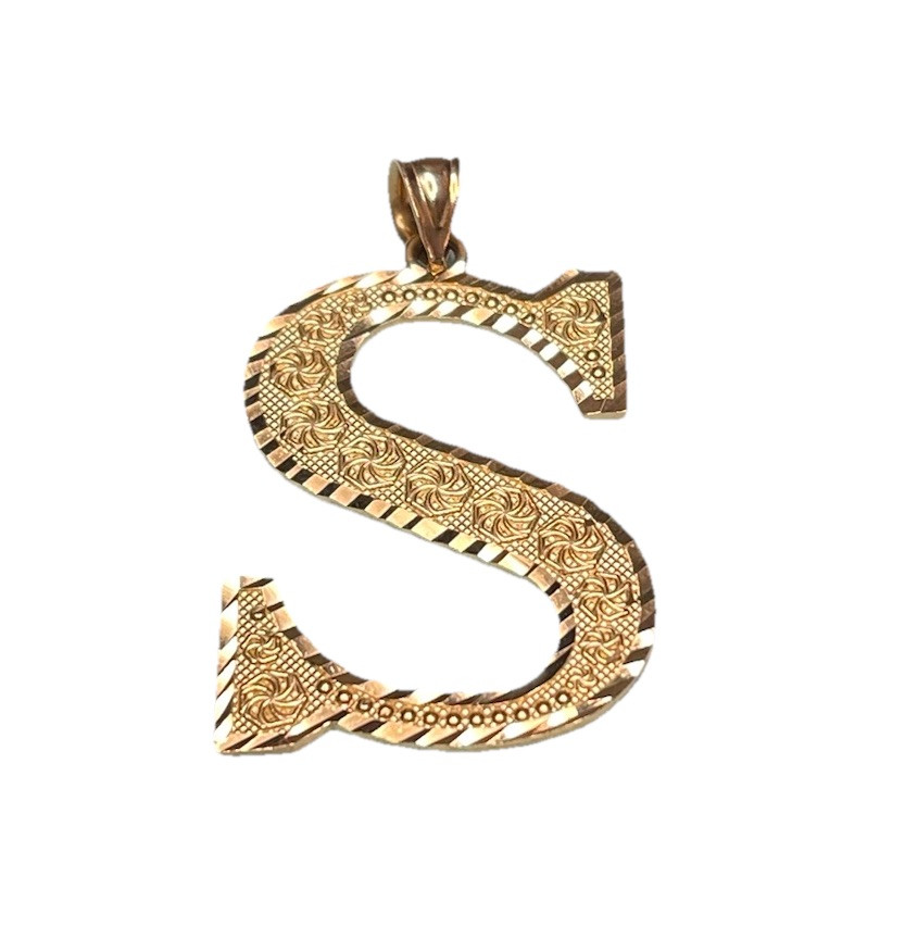 10k Solid Gold Initial Letter Diamond Cut Charm P… - image 2