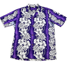 VTG Mens Royal Creations Shirt Purple Button Up Hawaiian Camp Casual Sz L Floral