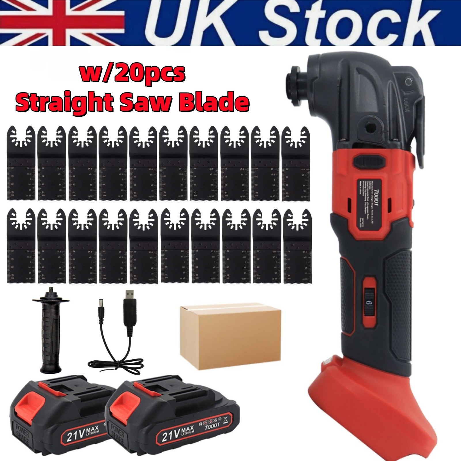 21V Brushless Cordless Oscillating Multi Tool Sander Cutter w/20pcs Blades Set