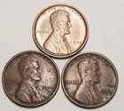 Three Better Date Lincoln Wheat Cents......1909p vbd, 1917d, 1922d...VG to AU