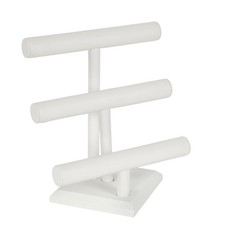 3-Tier White Faux Leather Jewelry Display-RTA