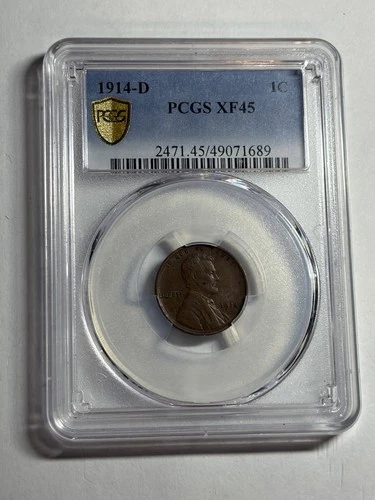 1914-D Lincoln Wheat Cent PCGS XF45 Key Date Nice Strike
