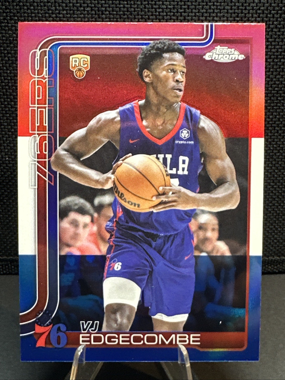 2025-26 Topps Chrome Basketball VJ Edgecombe RC Red White & Blue Refractor #253