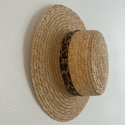 Lack Of Color Spencer Boater Straw Hat with Custom Leopard  display picture 2