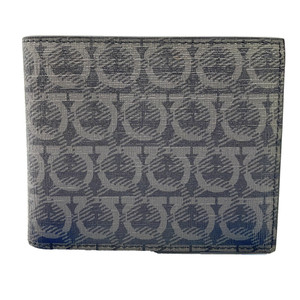 [eBay Live] 3063-09 Salvatore Ferragamo Gancini Canvas Bifold Wallet Gray 