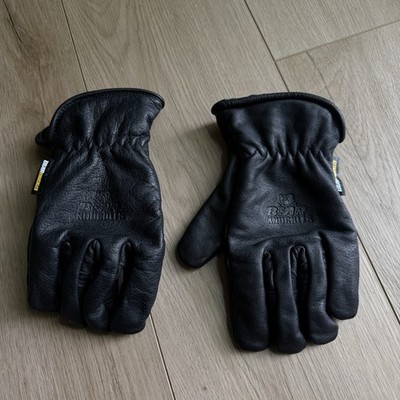 Bear Knuckles Black Fleece-Lined Cowhide Leather Driving Work Gloves D409 Medium