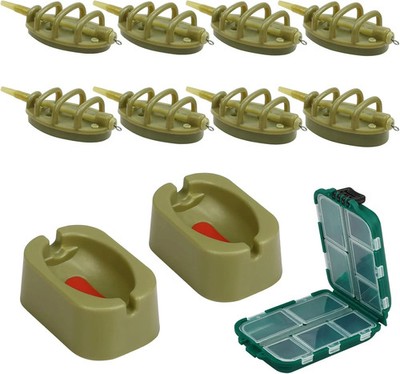 11-Piece Carp Fishing Set with Inline Method Feeder and Rubber Moulds