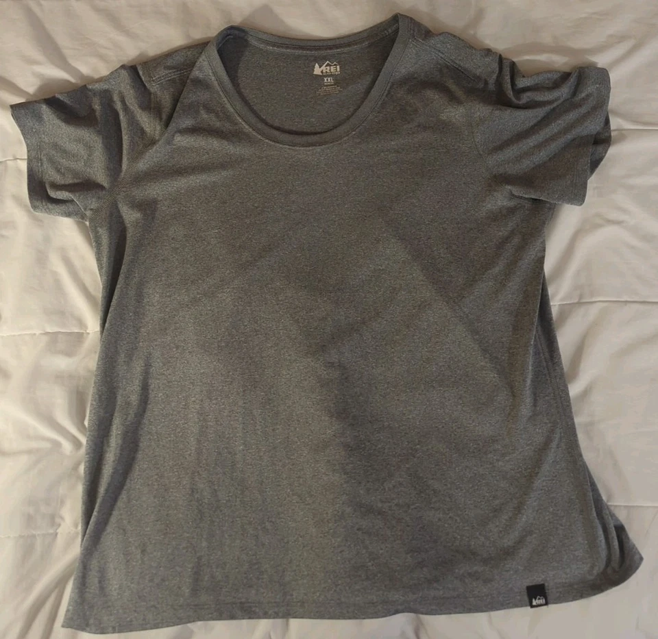 Camiseta para mujer REI cooperativa manga corta gris absorbente senderismo talla XXL ligera Foto 2 de 4