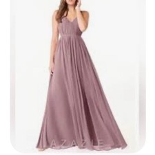 Azazie A-line Chiffon Floor-Length Bridesmaid Gown Size 8 Mauve
