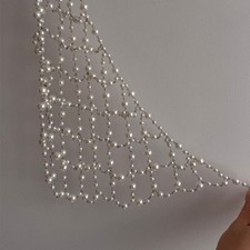 Bridal Wedding Pearl Hair Chain Net Headpiece Boho Pearl Hair Accessory