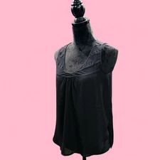 Pleione Black Sleeveless Tank V-Neck Blouse XS