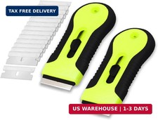 2 Razor Blade Scraper Set Locking 10 Steel Blades Tool Paint Sticker Glue Glass