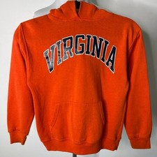 Virginia Cavaliers Youth Hoodie Orange UVA Arched Spellout Sweatshirt Size M 10