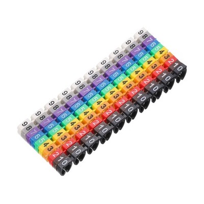 100Pcs Wire Label, 0-9 Digital Cable Labels Tags M-3 Type, Multicolor