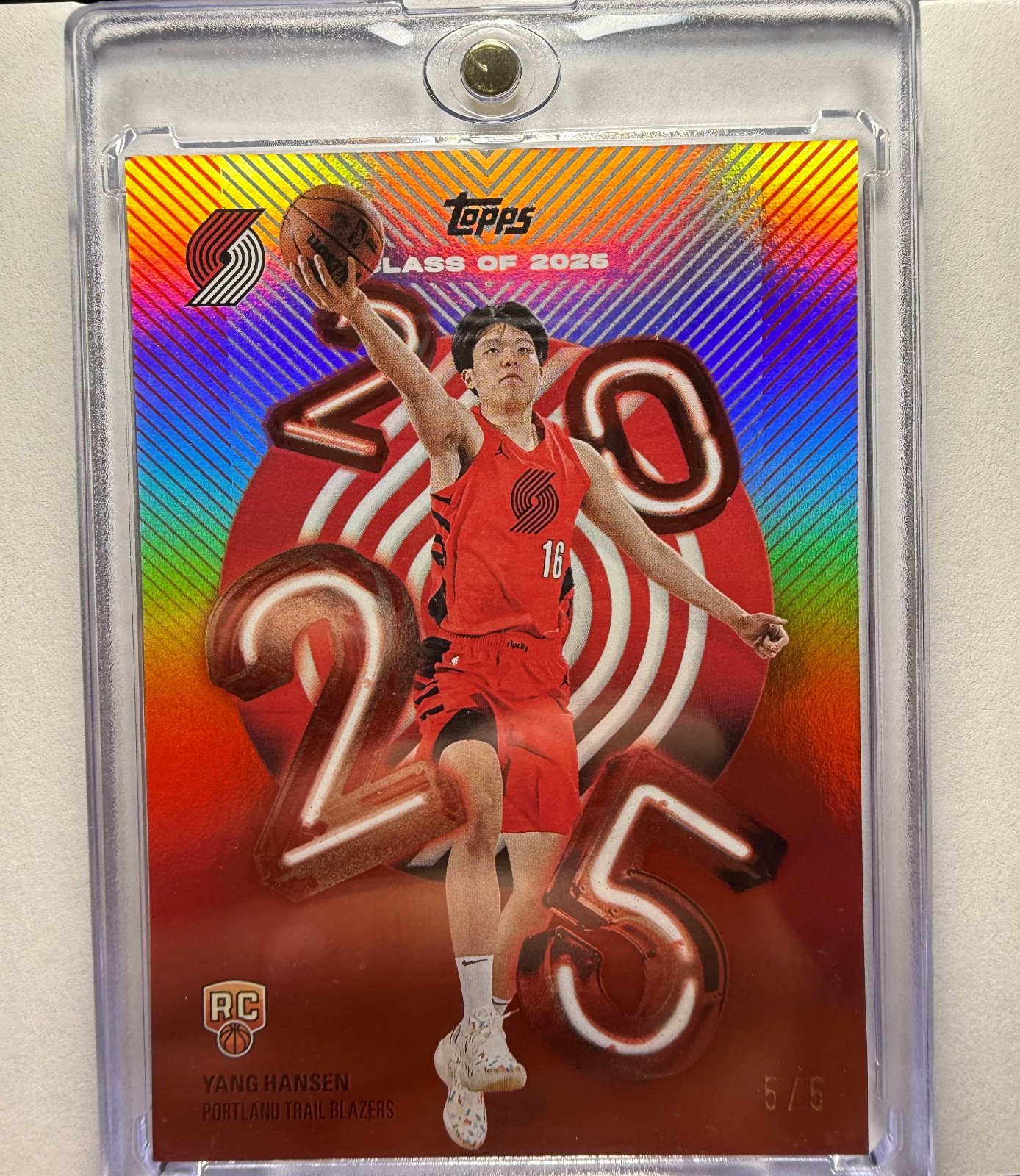 2025-26 NBA Topps Yang Hansen RC CLASS OF 2025 SSP 5/5 #C25-16 Last on Print