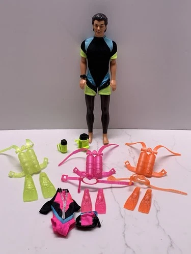 Vintage 1996 Ken Doll Ocean Friends Scuba with color changing legs w/accessories