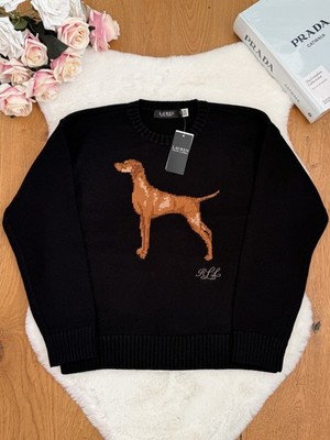 Lauren Ralph Lauren Intarsien-Strick Baumwolle Vizsla Hundepullover Gr. L schwarz Damen
