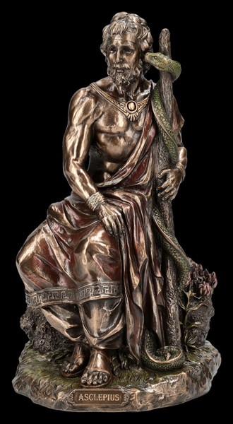 Asklepios Figur-Veronese Statue-Mit ÄSkulapstab, Gott Der Heilkunst Medizin-image