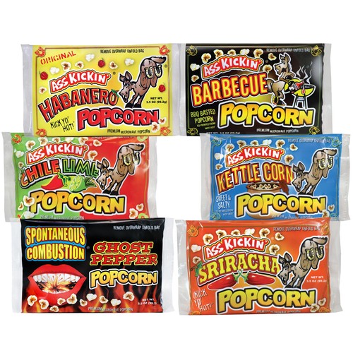 ASS KICKIN' Premium Microwave Popcorn – Variety Gift Pack (6) - Ultimate Spic...