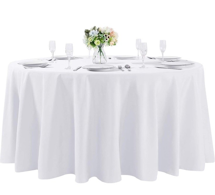 120” Round Tablecloth For 60”-108” Tables