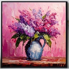 ORIGINAL Oil PAINTING on Canvas Lilac  Textured Art 12x12 in Custom Order