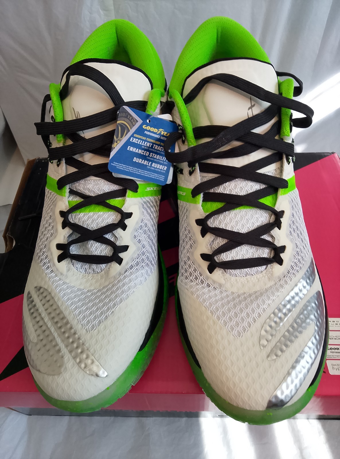 Genuine NEW Skechers Reign SN44 Basketball Trainers UK 14 White/Green RRP £185 image 3