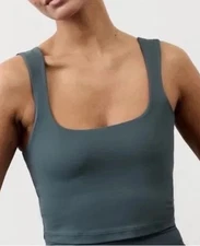 Athleta Transcend Square Neck Crop Sports Bra Eden Medium D-DD