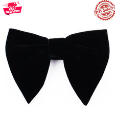 Black Velvet Bow Tie Men Pre-Tied Satin Formal Tuxedo Oversized Big Bowtie