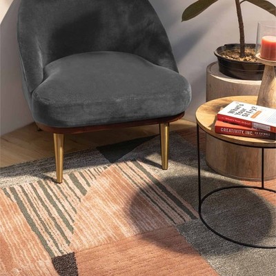 Handgetuftete Wolle mit modernem Wellen-Design grau geometrisches...