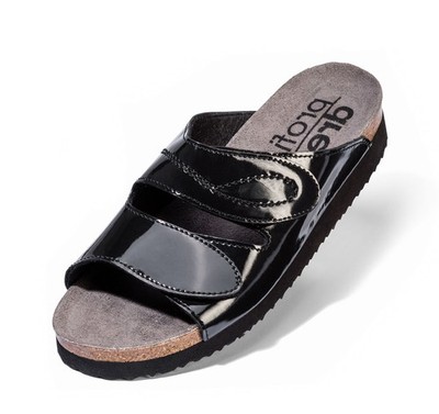 Damen Lack Clogs Gr. 36 Pantolette Sandalen Slipper Komfort Schuhe schwarz black
