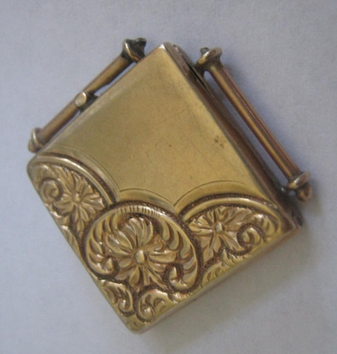 Early 1900s Edwardian Repousse Rolled Gold 3/4" Square Locket/Fob, Needs TLC