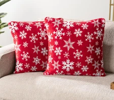 PAVILIA Holiday Throw Pillow Covers 20x20 Set of 2 - Red Snowflake