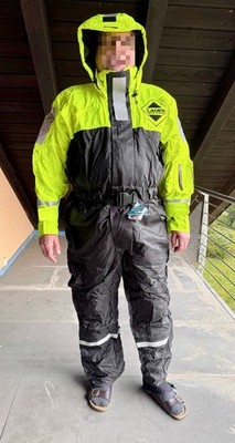 Fladen Overall (Flotation Suit) Schwimmanzug Größe L, Schwarz/Gelb