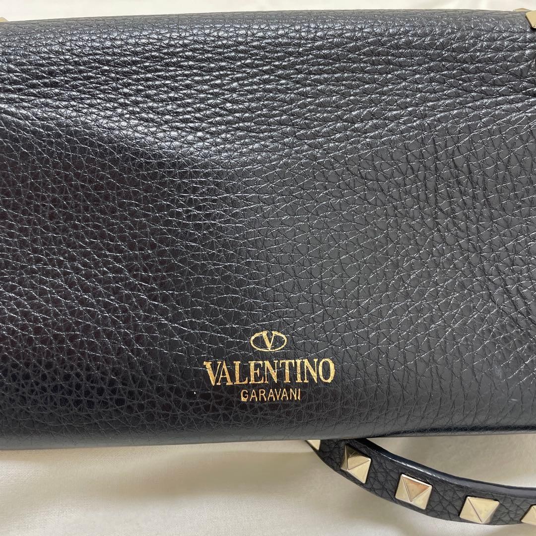 VALENTINO Women Rockstud Shoulder bag Leather Black Gold from japan thumbnail 5