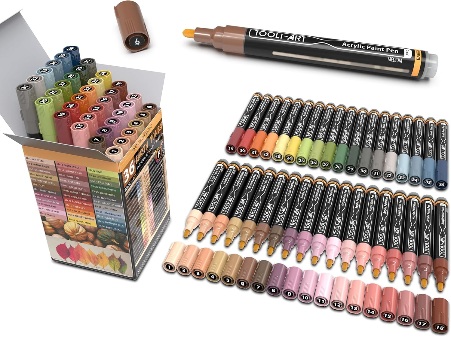 36 Acrylic Paint Pens Skin and Natural Earth Tone Marker Set