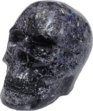 Silver & Black Human Skull Figurine/Home Decor/Gifts/Edgy Chic/Glam Rock/Holiday