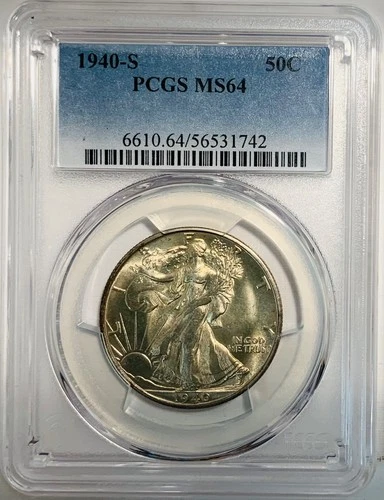 1940-S 50C  Walking Liberty Half Dollar PCGS MS64