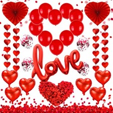 Valentines Day Party Decoration Kits, 36 Inch Love Foil Balloon, Red Heart Ba...