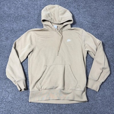 Nike Hoodie Mens Small Beige Pullover Fleece Sweatshirt Swoosh Logo FN3859-297