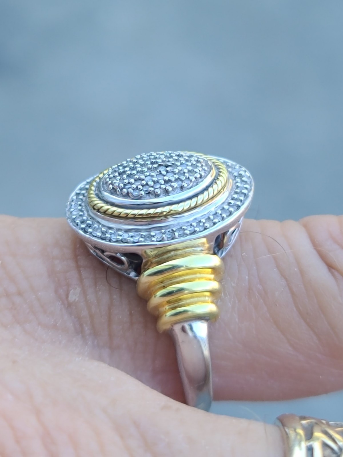 Sterling 925 Solid Silver Diamond Pave Cocktail R… - image 13